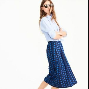 J Crew Royal blue fringe dot midi skirt SZ 12